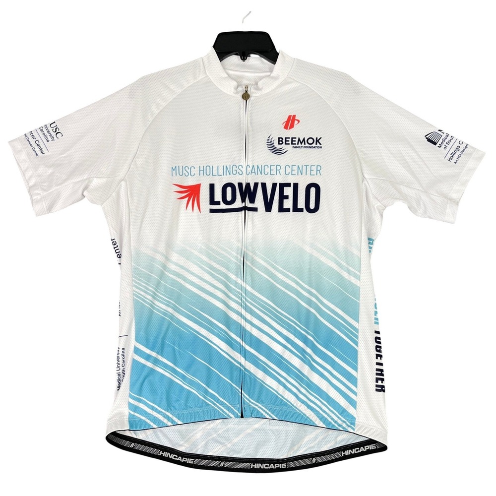 Hincapie Lowvelo Cycling Jersey MUSC Hollings Cancer‎ Center White Teal L Men